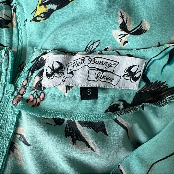 Hell Bunny Vixen Teal Floral Dress - Picture 5 of 6